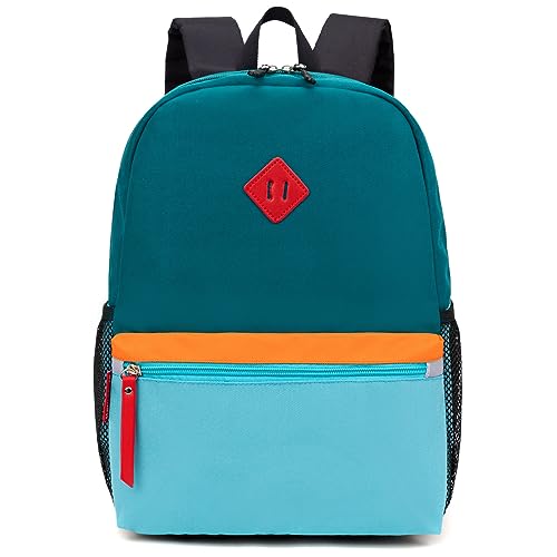 HawLander Little Kids Backpack for Boys or Girls, Toddler School Bag Fits 3 to 6 years old, D Green Blue, 15 Inch - Image 1