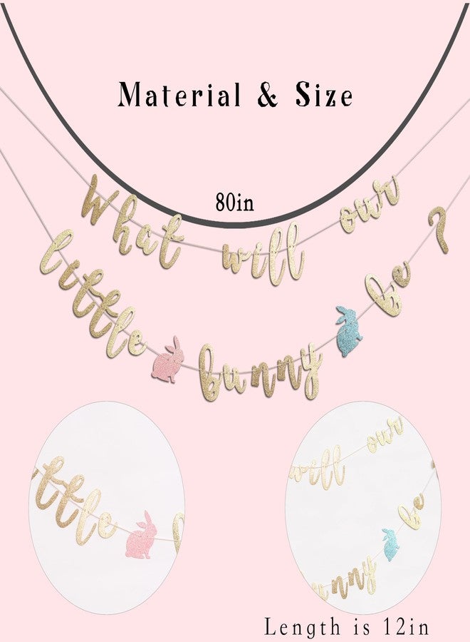MUWEOL What Will Our Bunny Be Banner - Easter Themed Baby Shower Decoration,What Will Our Bunny Be Gender Reveal Decor (bunny glitter banner) - Image 2