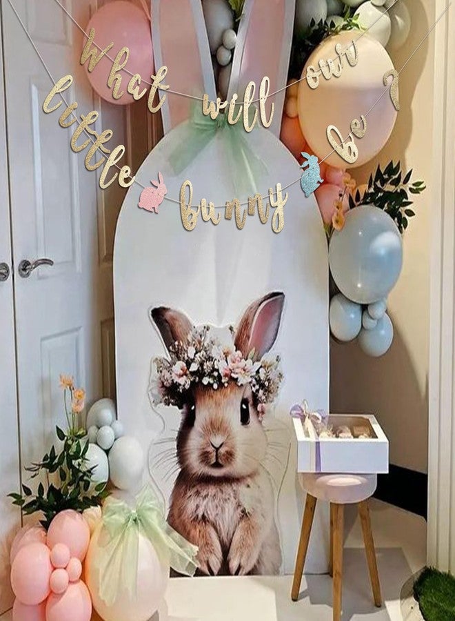 MUWEOL What Will Our Bunny Be Banner - Easter Themed Baby Shower Decoration,What Will Our Bunny Be Gender Reveal Decor (bunny glitter banner) - Image 3