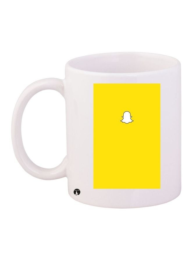 RYN Snapchat Logo Printed Coffee Mug White/Yellow/Black 11ounce