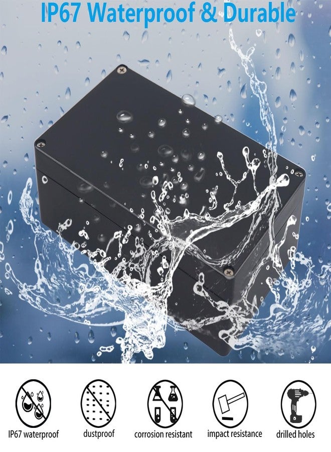 Otdorpatio صندوق مشروع Otdorpatio، صندوق كهربائي أسود من مادة ABS، مقاوم للماء بمعيار IP67، صندوق توصيل إلكتروني، علبة طاقة مع غدد كابلات لمشاريع DIY، 3.9 × 2.7 × 2 بوصة (100 × 68 × 50 مم). - Image 5