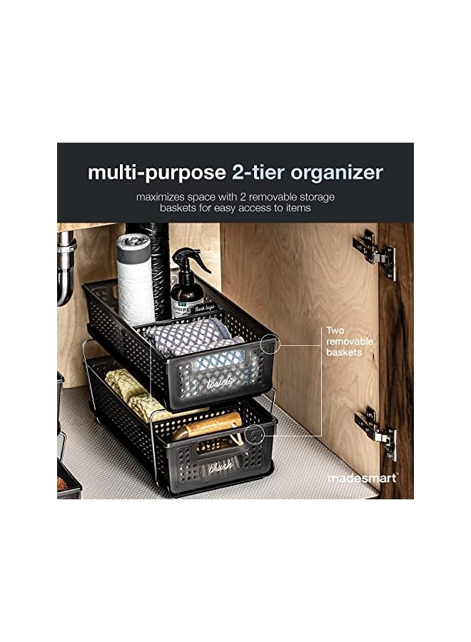 Raxoom 2-Tier Organizer With Dividers-Bath Collection Slide-Out Baskets With Handles, Space Saving, Multi-Purpose Storage & Bpa-Free, Carbon - Image 2