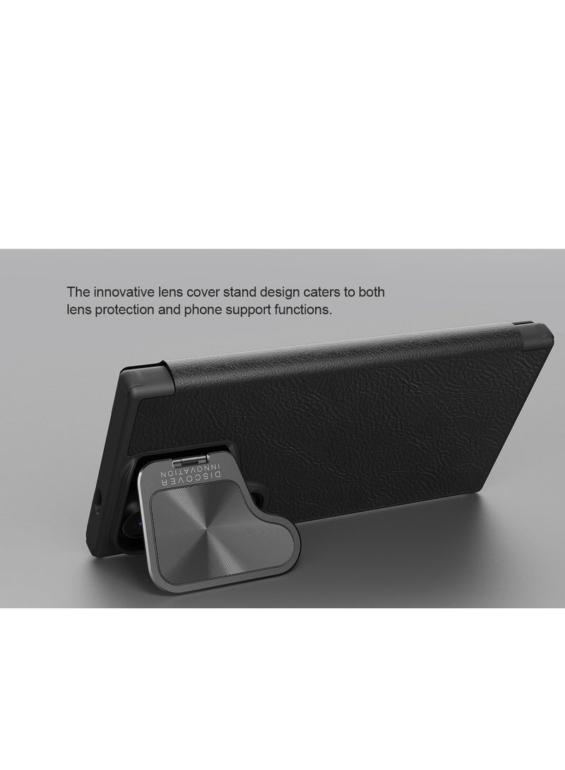 Nillkin Samsung Galaxy S24 Ultra 5G NILLKIN Qin Prop Series Flip Camera Cover Design Leather Phone Case Black Color - Image 3