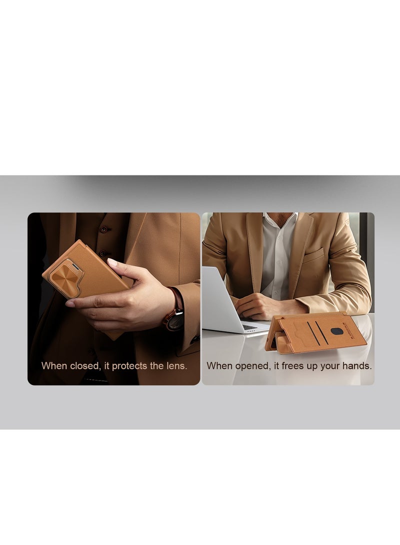 Nillkin Samsung Galaxy S24 Ultra 5G NILLKIN Qin Prop Series Flip Camera Cover Design Leather Phone Case Black Color - Image 4