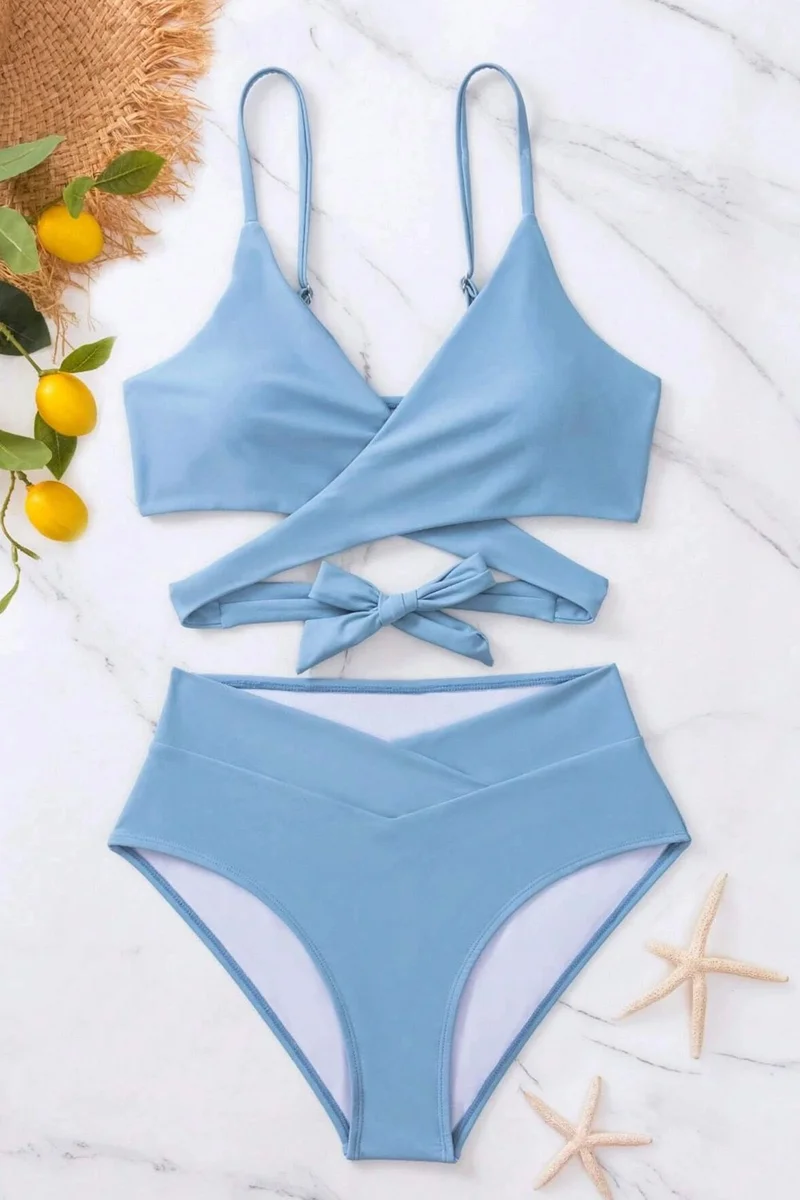 انجلسين V Cut Bikini Bottom Waist Belt Detail Bikini Set