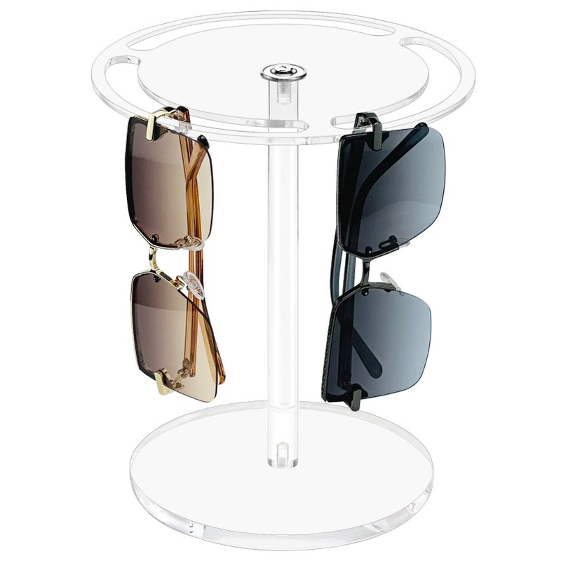Bigfety Bigfety Acrylic Sunglasses Holder Stand with 360 Rotating Eyeglasses Display Rack Clear Glass Tabletop Organizer 