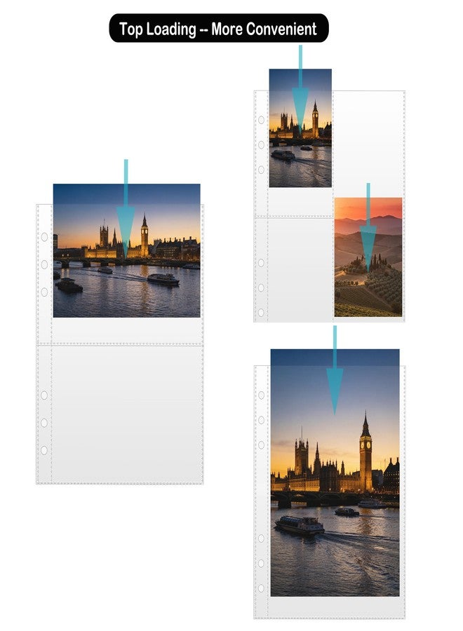 BYSLBTY 30 Pack 1/2/4 Pocket Card Sleeves for 6 Ring A5 Binder, Ultra-Clear Double Sided, Top Loading, Clear Plastic Sleeves for Trading Card, Photocard and Postcards - Image 3