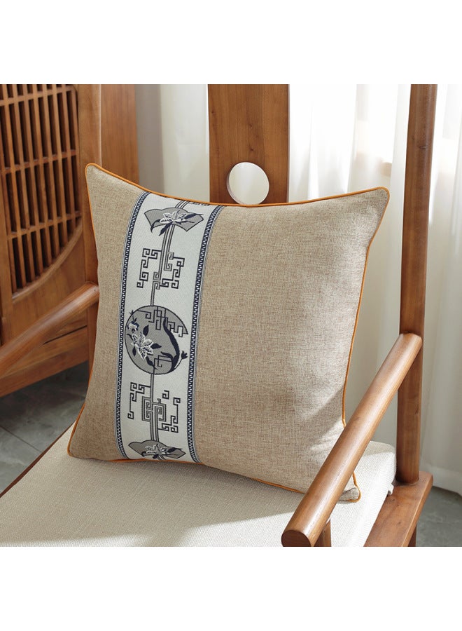 New Chinese Style Cotton And Linen Pillow Light Luxury Bedside Soft Bag Pillow Living Room Rosewood Chair Waist Pillow Cushion Sofa Pillowcase