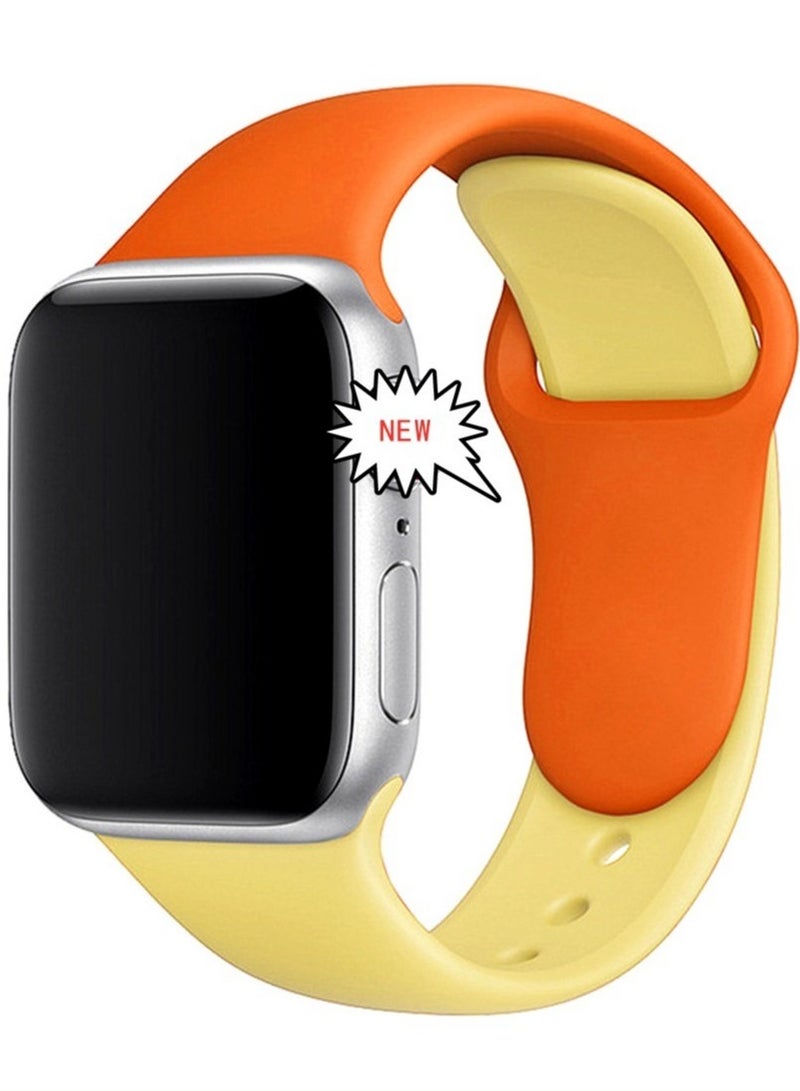 ELTRAZONE Dual Color Soft Silicone Watch Strap For Apple Watch Band /45mm For iWatch Series 7/6/SE/5/4/3/2/1/ - Image 1
