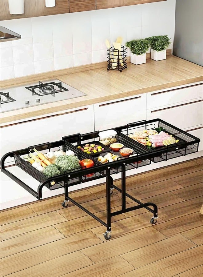 شي ون عربة تخزين متعددة الاستخدامات بثلاثة مستويات مع عجلات متحركة قابلة للطي - Image 4