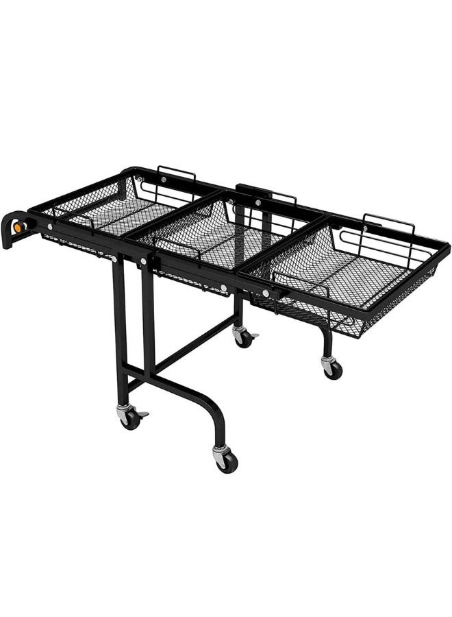 شي ون عربة تخزين متعددة الاستخدامات بثلاثة مستويات مع عجلات متحركة قابلة للطي - Image 5