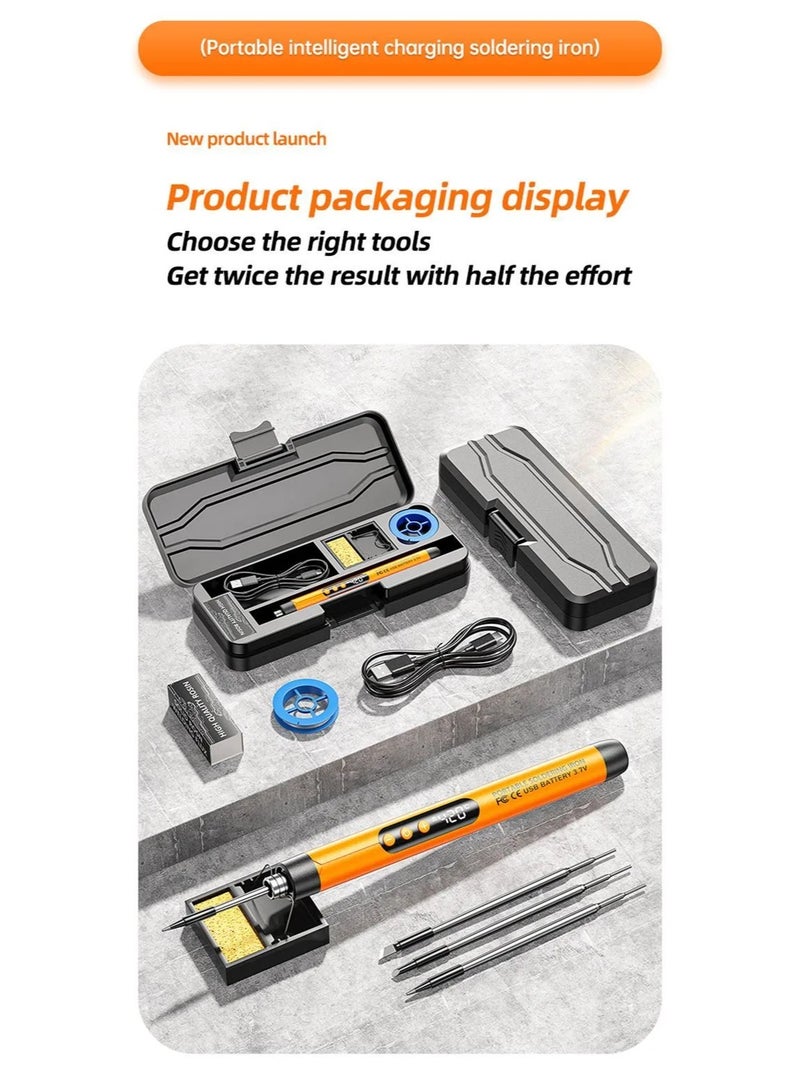 Portable wireless repair tools for Diy household appliances, a set of electric soldering iron kits for welding, USB rechargeable electric welding iron, with digital display, five-speed adjustable temperature - Image 2