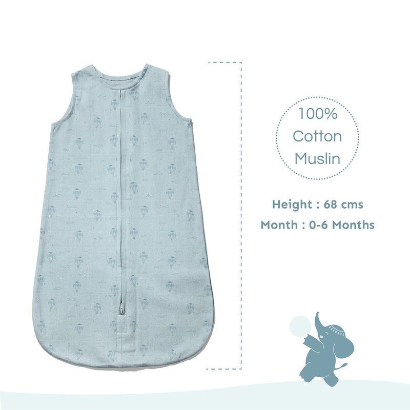 Sadora Baby Sadora Baby Sleeping Bag Soft Cozy Cotton Muslin Sleeping Sack, Pod, Wearable Blanket for Newborn Babies and Infants Portable No Need for Extra Cover 0-6M+ 68x52 cms (Hot Air Balloon, Small) - Image 2