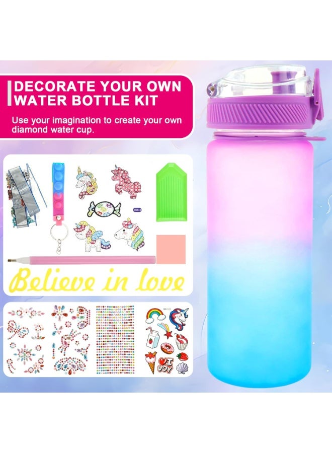 Flushrenic Decorate Your Own Water Bottle Kits，Water Bottle Kits Colorful,Kids Water Bottle Gifts Mermaid Water Bottle,with Stickers Attractive Decorate Your Own Water Bottle Kits for Little Kids (Unicorn) - Image 2