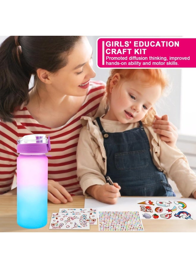 Flushrenic Decorate Your Own Water Bottle Kits，Water Bottle Kits Colorful,Kids Water Bottle Gifts Mermaid Water Bottle,with Stickers Attractive Decorate Your Own Water Bottle Kits for Little Kids (Unicorn) - Image 3