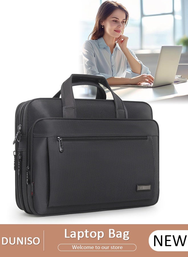 DUNISO Laptop Bag Case 15.6 Inch Computer Carrying Briefcase Compatible, Shoulder Straps and Handle Briefcase Messenger Case, Waterproof Lightweight Computer Shoulder Bag Expandable Large Capacity Protective Sleeve for Laptop, Suitable for Business Travel - Image 1