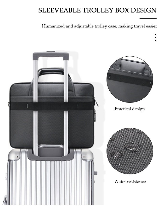 DUNISO Laptop Bag Case 15.6 Inch Computer Carrying Briefcase Compatible, Shoulder Straps and Handle Briefcase Messenger Case, Waterproof Lightweight Computer Shoulder Bag Expandable Large Capacity Protective Sleeve for Laptop, Suitable for Business Travel - Image 5
