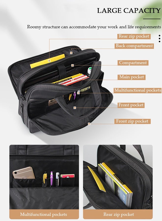 DUNISO Laptop Bag Case 15.6 Inch Computer Carrying Briefcase Compatible, Shoulder Straps and Handle Briefcase Messenger Case, Waterproof Lightweight Computer Shoulder Bag Expandable Large Capacity Protective Sleeve for Laptop, Suitable for Business Travel - Image 4