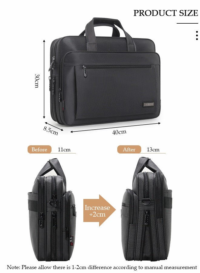 DUNISO Laptop Bag Case 15.6 Inch Computer Carrying Briefcase Compatible, Shoulder Straps and Handle Briefcase Messenger Case, Waterproof Lightweight Computer Shoulder Bag Expandable Large Capacity Protective Sleeve for Laptop, Suitable for Business Travel - Image 3