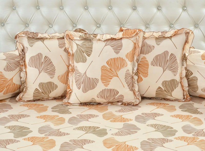 S&S Sands® 180 TC Pure Cotton Floral Designer Frill Diwan Set of 8 Pieces for Living Room Dining Hall (1Single Bedsheet, 5 Frill Cushion Covers, 2 Frill Bolster - Set of 8) - Image 2