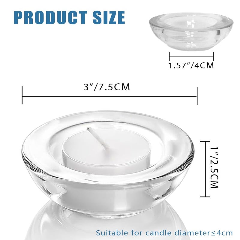 DDRAUY 4 Pack,Clear Tealight Candle Holders, 3" Round Chunky Glass Candle Holder - Image 2
