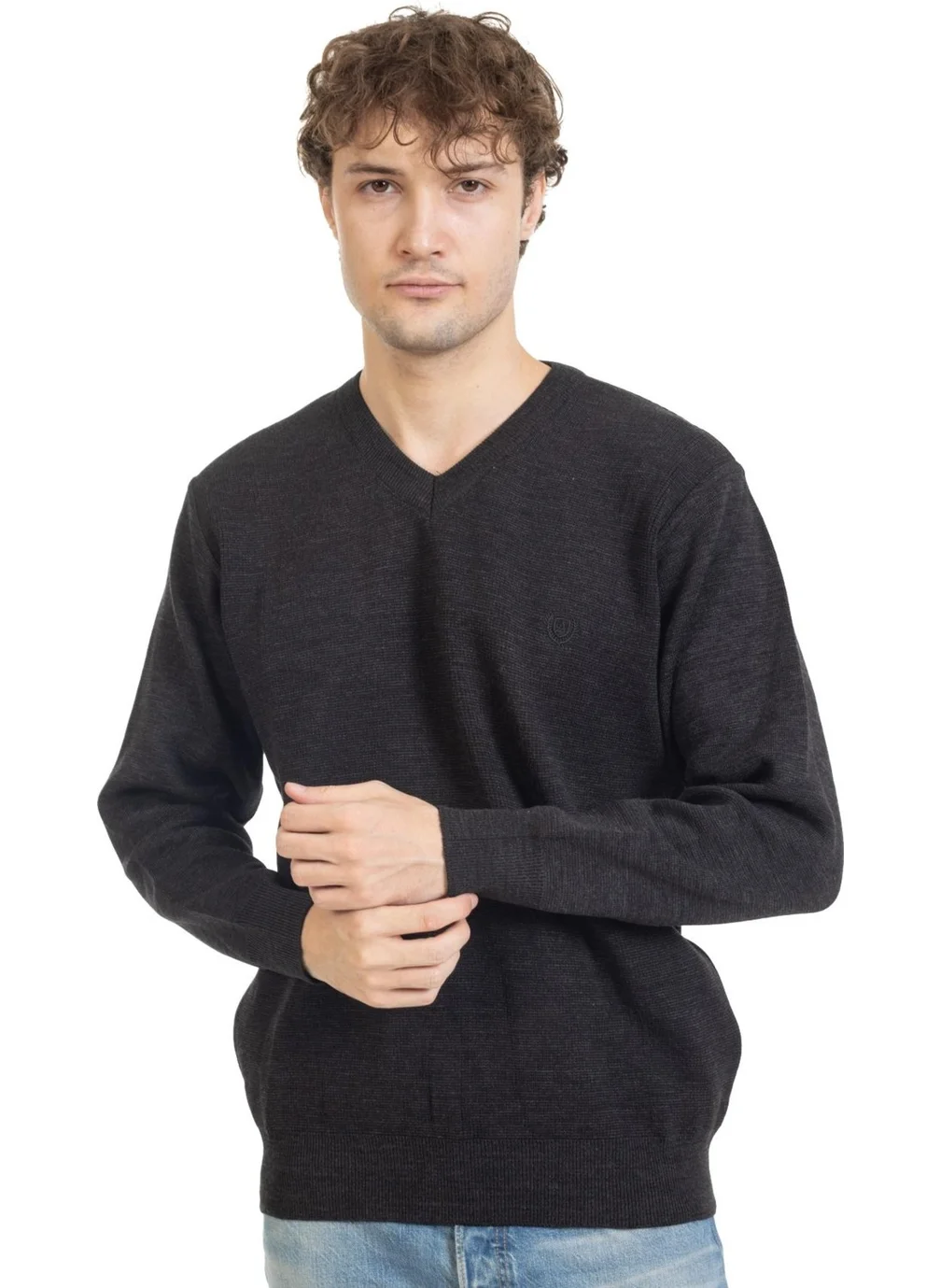 Mutlu City Men's Middle Age and Above Tight Woven Knitwear Acrylic Winter Dad V Neck Sweater 2060