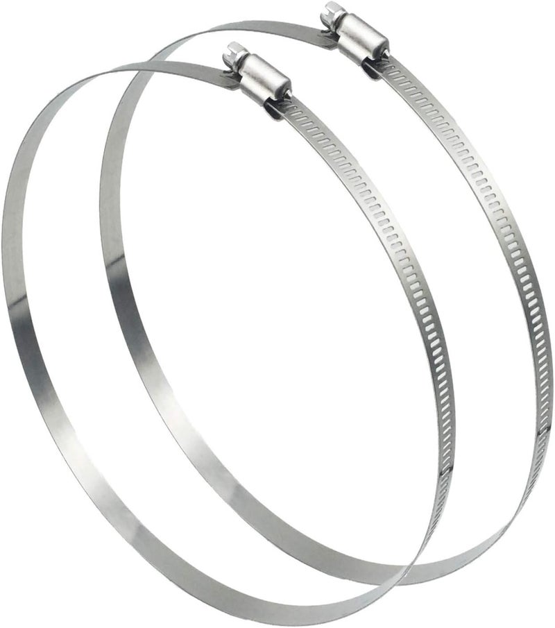 EesTeck 2Pcs 12"(Diameter) Adjustable 304 Stainless Steel Duct Clamps Hose Clamp Pipe Clamp Air Ducting Clamp worm drive hose clamps (289mm-311mm) - Image 1