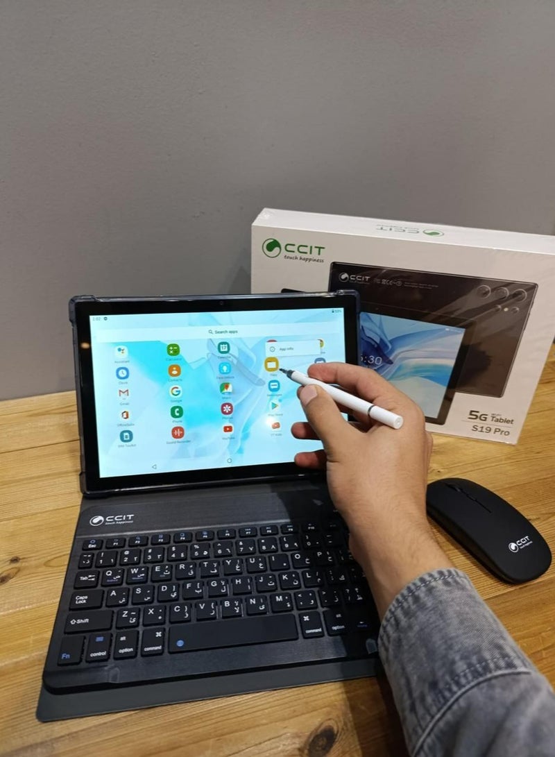 سي سي اي تي جهاز لوحي CCIT S 19 PRO 5G مقاس 10.8 بوصة بشريحتين وذاكرة وصول عشوائي 8 جيجابايت وذاكرة قراءة فقط 512 جيجابايت وبطارية 10000 مللي أمبير في الساعة مع لوحة مفاتيح لاسلكية وغطاء تابلت من البولي يوريثان اللون أسود - Image 3