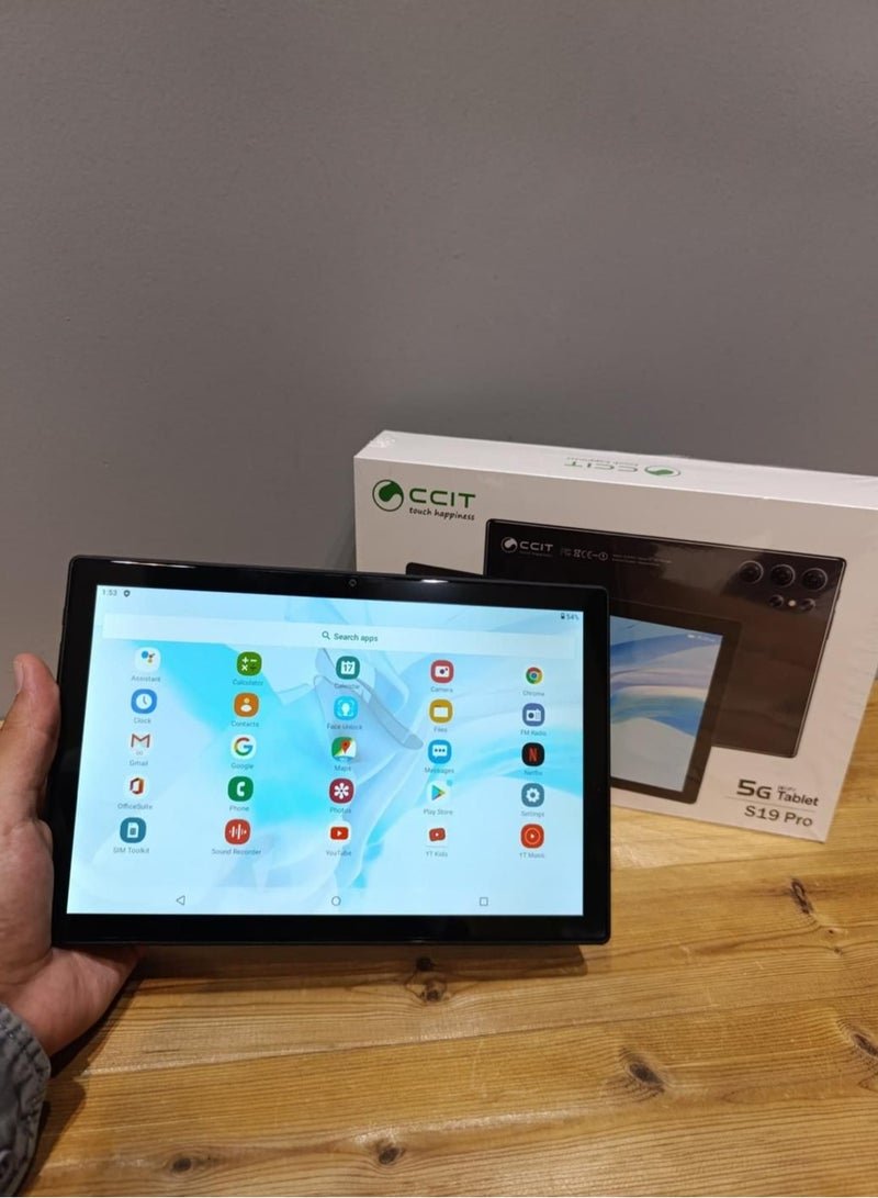 سي سي اي تي جهاز لوحي CCIT S 19 PRO 5G مقاس 10.8 بوصة بشريحتين وذاكرة وصول عشوائي 8 جيجابايت وذاكرة قراءة فقط 512 جيجابايت وبطارية 10000 مللي أمبير في الساعة مع لوحة مفاتيح لاسلكية وغطاء تابلت من البولي يوريثان اللون أسود - Image 4