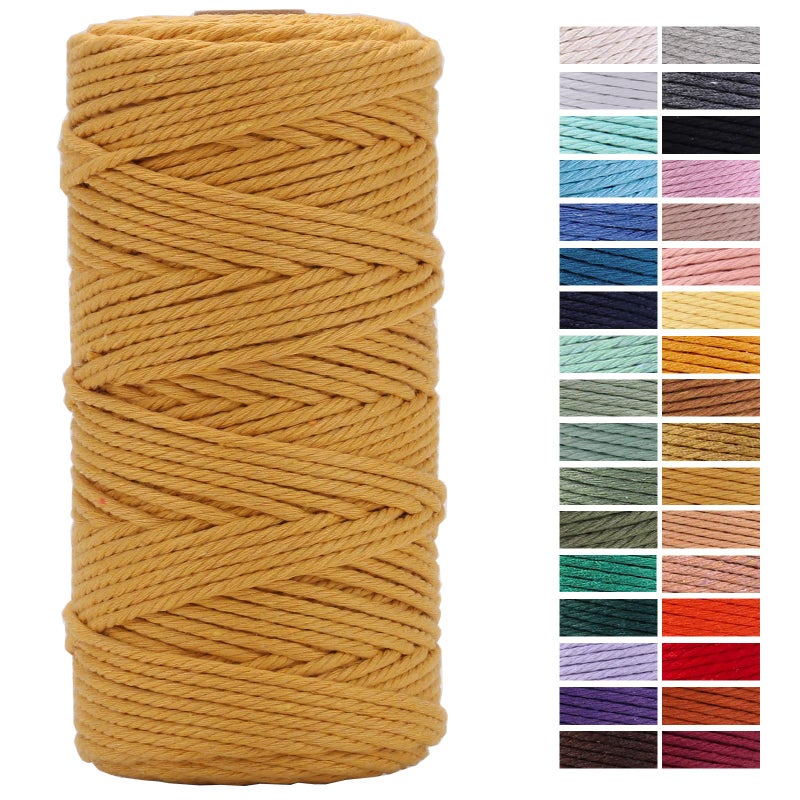 Yellowish Brown Macrame Cord 3mm x 109YardsColored Cotton Rope Craft Cord Colorful Cotton Cord Twine for Wall Hanging Plant Hangers Crafts Knitting Decorative Projects
