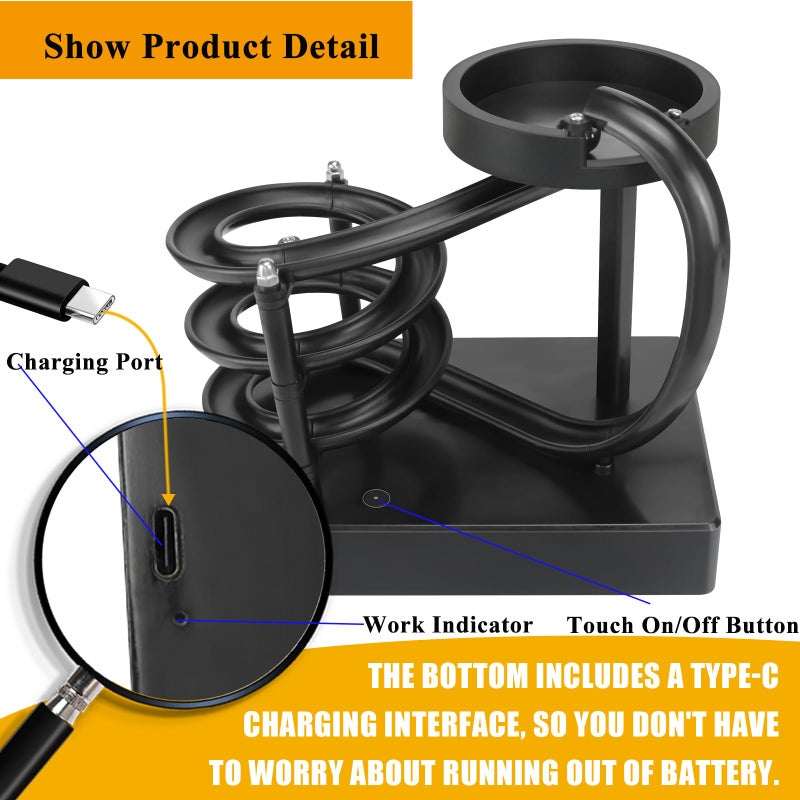 MISDENK Kinetic Art Perpetual Motion Machine Desk Toy, Non-Stop Rolling Ball Funny Toys Stress Relief Cycle Device, Educational Science Newtons Physics Gadget Desktop Decor for Home and Office - Black - Image 2