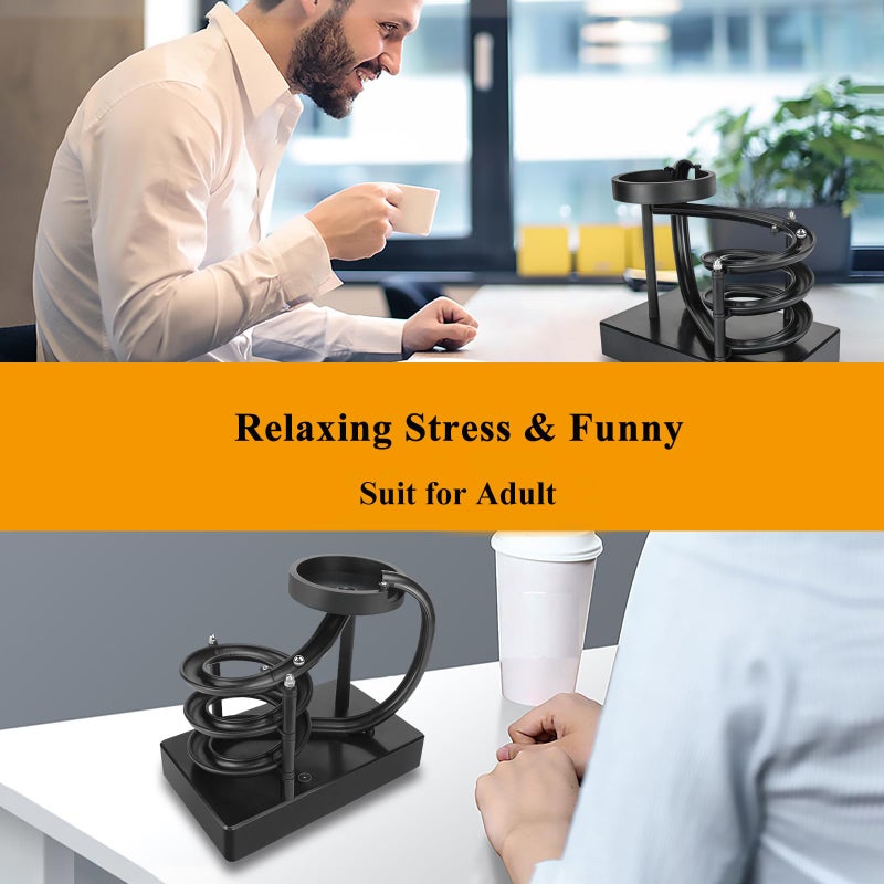 MISDENK Kinetic Art Perpetual Motion Machine Desk Toy, Non-Stop Rolling Ball Funny Toys Stress Relief Cycle Device, Educational Science Newtons Physics Gadget Desktop Decor for Home and Office - Black - Image 5
