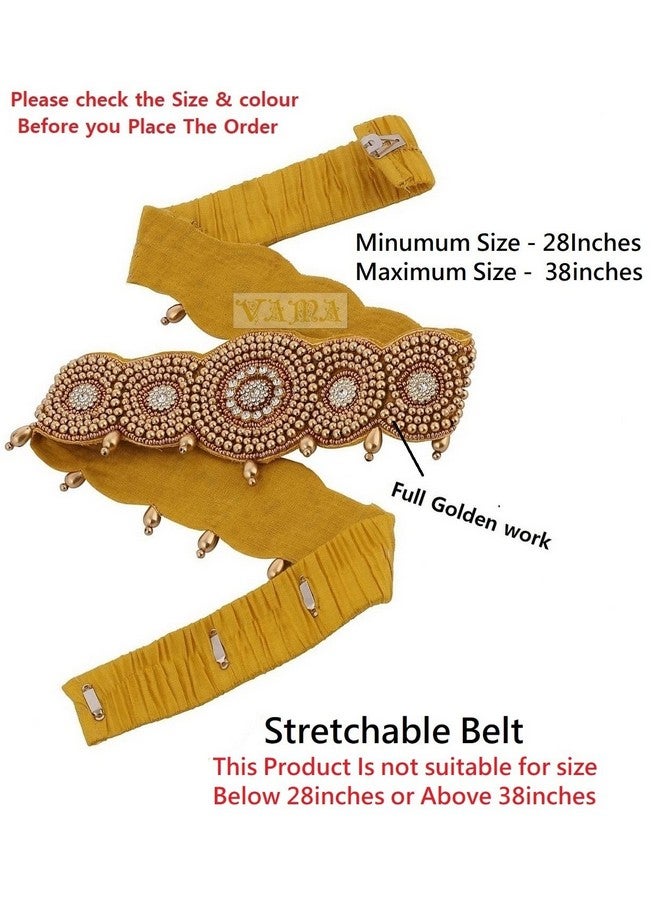 VAMA Vama Fashions Traditional Golden Maggam work stretchable Cloth Kamar Belt kamarband Waist Belly Chain for women - Image 2