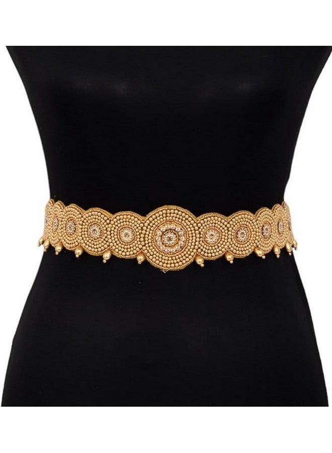 VAMA Vama Fashions Traditional Golden Maggam work stretchable Cloth Kamar Belt kamarband Waist Belly Chain for women - Image 4