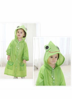 Y&D Children's raincoats, Cartoon Kids Rain Jacket, Blue CarGirls Hooded Poncho Outdoors Transparent Raincoat Student Suit Waterproof Durable Windbreaker (Green Frog)  - Image 3