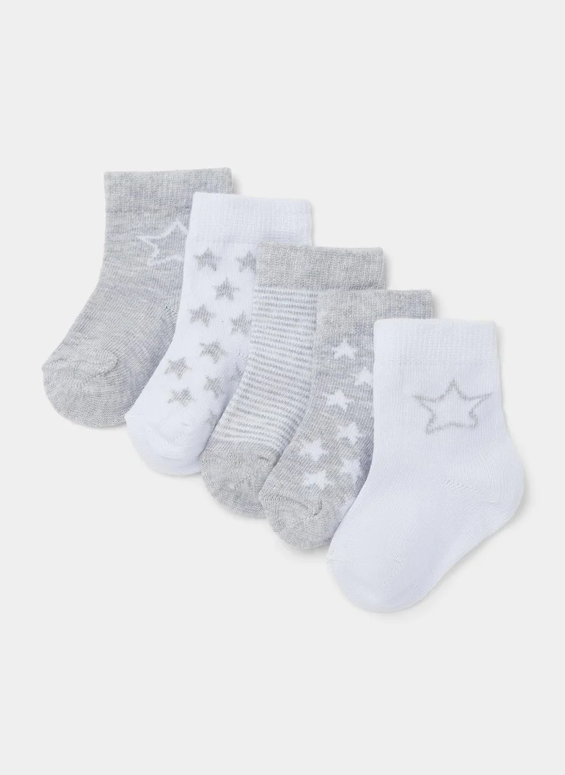 Matalan Baby 5 Pack Grey Marl Socks