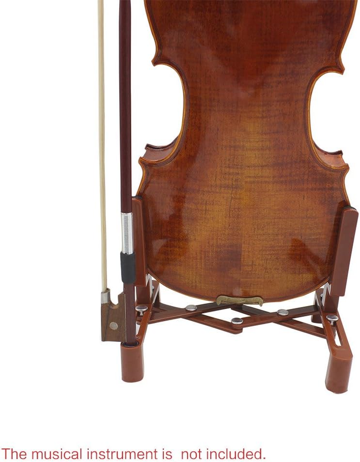 Eujgoov Universal Violin Stand Holder Sports Entertainment Adjustable Foldable Portable for 4/4 3/4 1/2 1/4 Violin with Black Sponge Pad and Bow Holder - Image 3