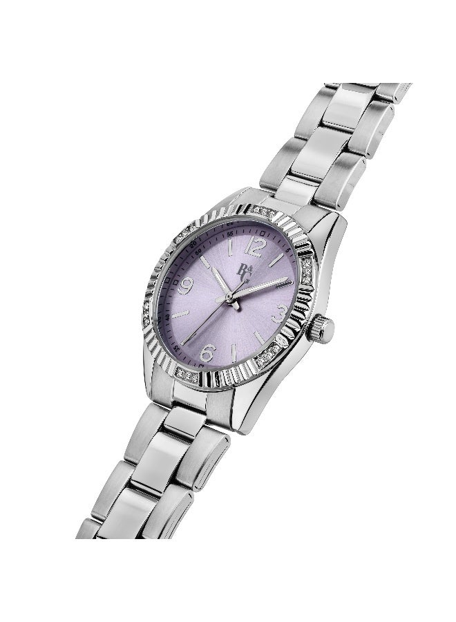 B&G Women's Purple Round Analog Dial with Silver Stainless Steel Band Watch - 31mm - R3853241533 - Image 2