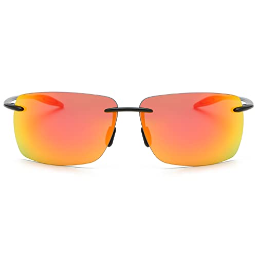 MIRYEA Rimless Polarized Sports Sunglasses for Men Women Driving Cycling Running Fishing Golf 100% UV Protection Sun Glasses Fashion Unisex Shades Retro Eyeglasses Anti Glare Classic Mirror Lens Eyewear - Image 1