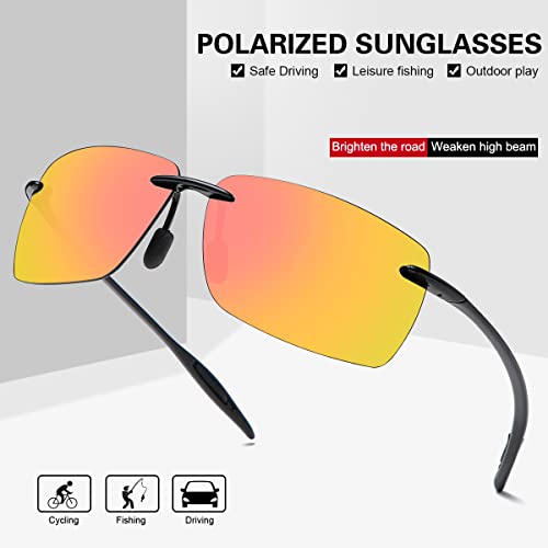 MIRYEA Rimless Polarized Sports Sunglasses for Men Women Driving Cycling Running Fishing Golf 100% UV Protection Sun Glasses Fashion Unisex Shades Retro Eyeglasses Anti Glare Classic Mirror Lens Eyewear - Image 2
