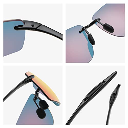 MIRYEA Rimless Polarized Sports Sunglasses for Men Women Driving Cycling Running Fishing Golf 100% UV Protection Sun Glasses Fashion Unisex Shades Retro Eyeglasses Anti Glare Classic Mirror Lens Eyewear - Image 3