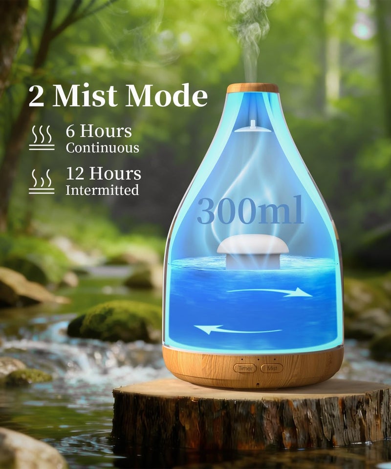 KinYiLO Essential Oil Diffuser for Home, Modern Décor Aromatherapy Diffusers Large Room Fresh Air Scent, 300ml Ultrasonic Cool Mist Humidifier, 1-3-6H Timer Auto Shut-Off, Color Light, (Woof) - Image 5