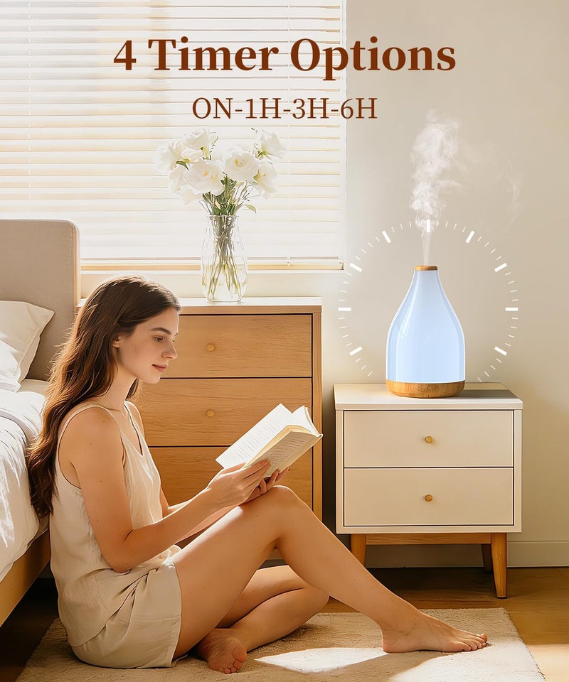 KinYiLO Essential Oil Diffuser for Home, Modern Décor Aromatherapy Diffusers Large Room Fresh Air Scent, 300ml Ultrasonic Cool Mist Humidifier, 1-3-6H Timer Auto Shut-Off, Color Light, (Woof) - Image 2
