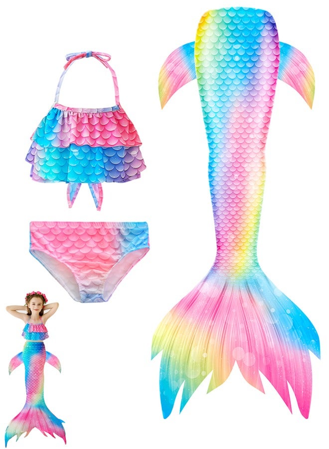 VUCATIN Mermaid Princess Dress up Girls Mermaid Dress Mermaid Swimsuit Girls Party Cosplay Princess Birthday Dress Kids Costume Cosplay Mermaid Skirt (GB61) - Image 1