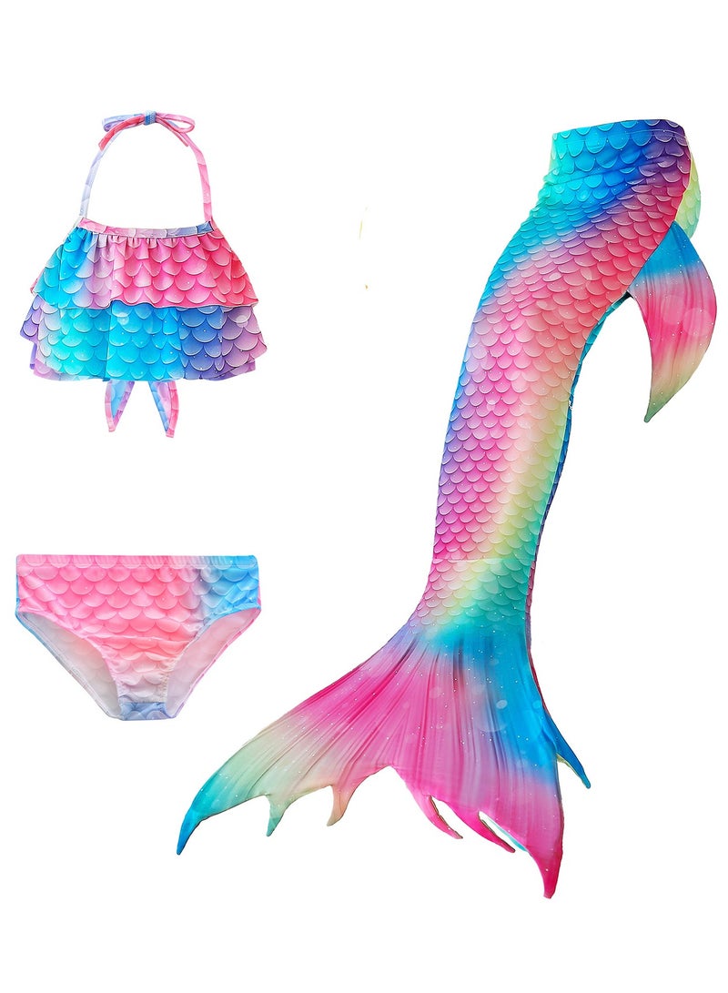 VUCATIN Mermaid Princess Dress up Girls Mermaid Dress Mermaid Swimsuit Girls Party Cosplay Princess Birthday Dress Kids Costume Cosplay Mermaid Skirt (GB61) - Image 4