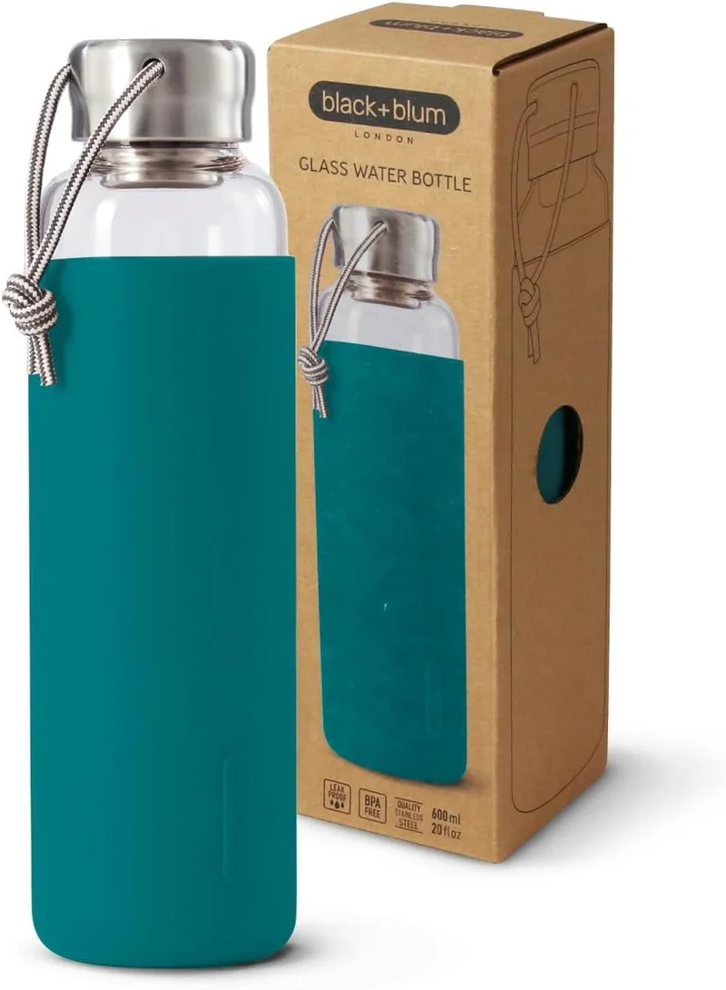 Black and Blum Water Bottle Glass Ocean 600ml