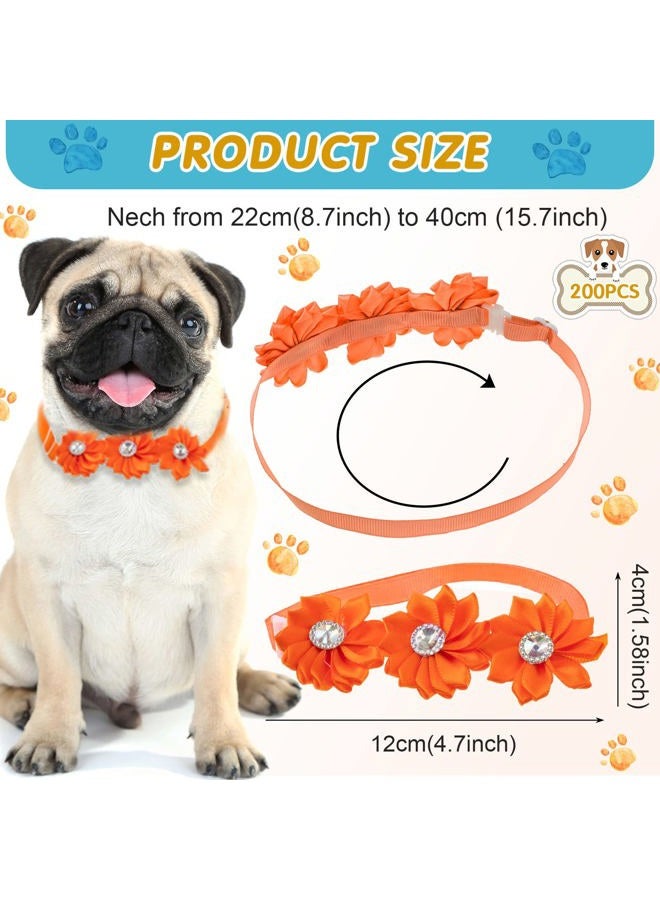 Yunsailing 200 Pieces Dog Bow Ties Collar Adjustable Flower Diamond Crystal Dog Cat Bowties Grooming Accessories for Small Medium Pet Puppy Girl Kitten Wedding Birthday Party - Image 2