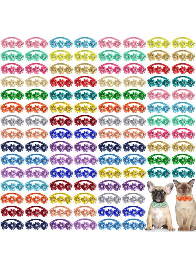 Yunsailing 200 Pieces Dog Bow Ties Collar Adjustable Flower Diamond Crystal Dog Cat Bowties Grooming Accessories for Small Medium Pet Puppy Girl Kitten Wedding Birthday Party - Image 1