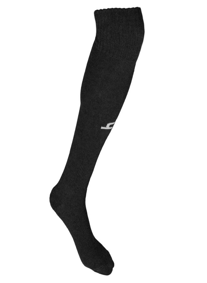 HEELIUM Bamboo Football Socks For Men & Women, Odour Free, Superior Grip & Cushioned Base, 3X Softer Than Cotton Stockings - Knee Length, Black - Image 1