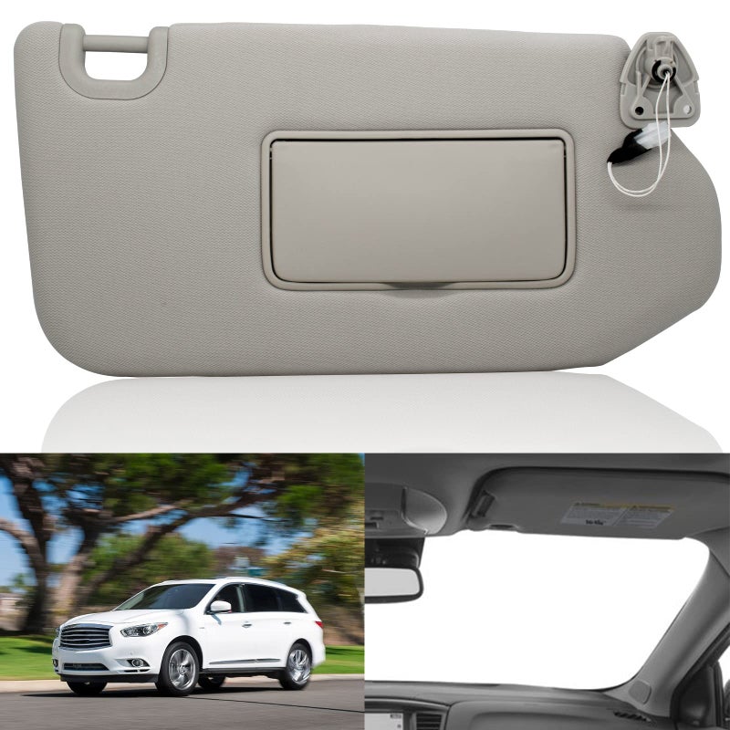 NHILES Right Passenger Sun Visor with Lamp Mirror for 20132020 Nissan Pathfinder 20142020 Infiniti QX60 and 2013 Infiniti JX35OEM 964019PB0A 964009PB0A Grey